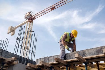Construction worker with hard hat