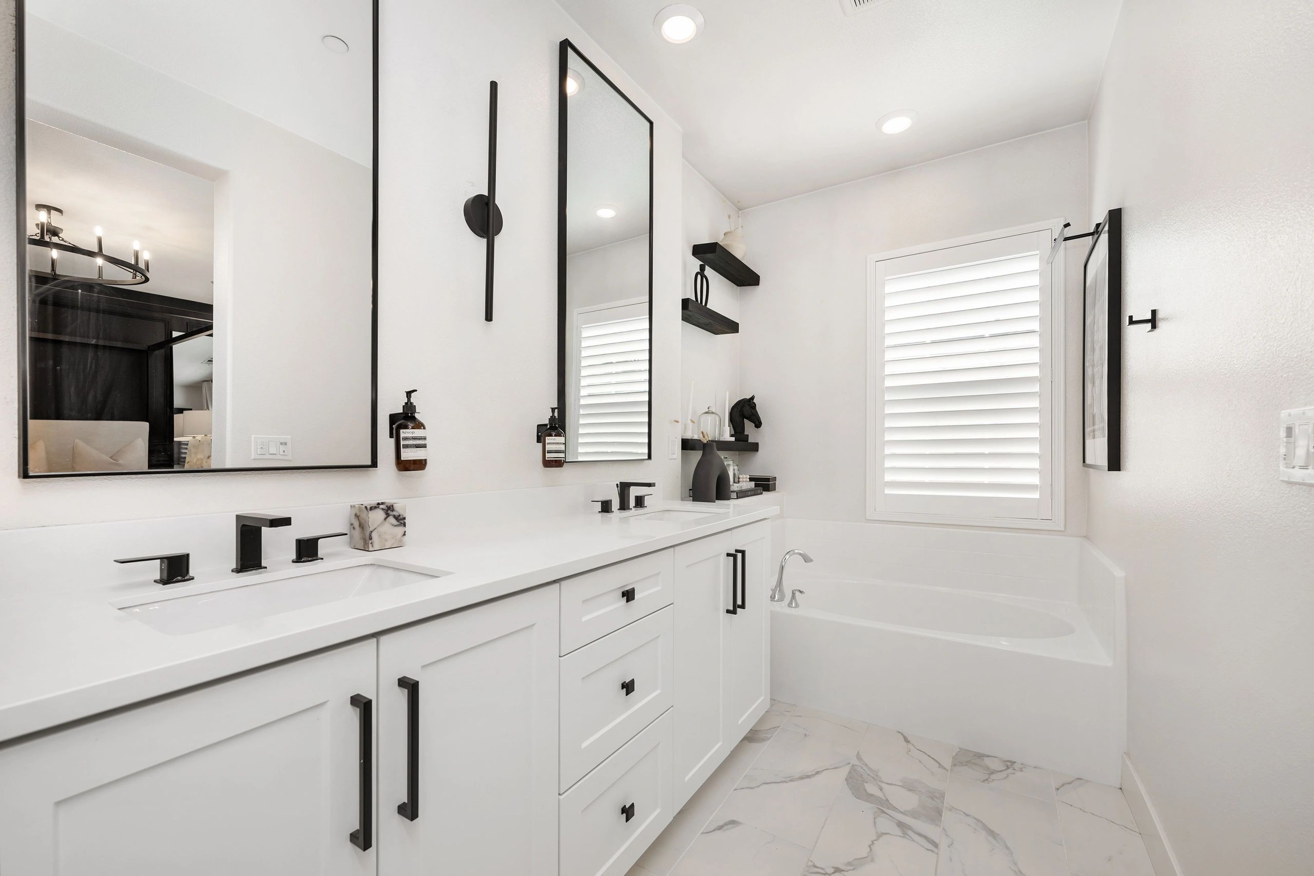 Modern bathroom with freestanding tub