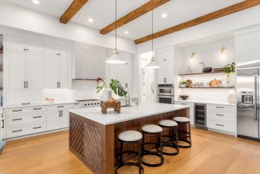 Luxury kitchen with wood beams