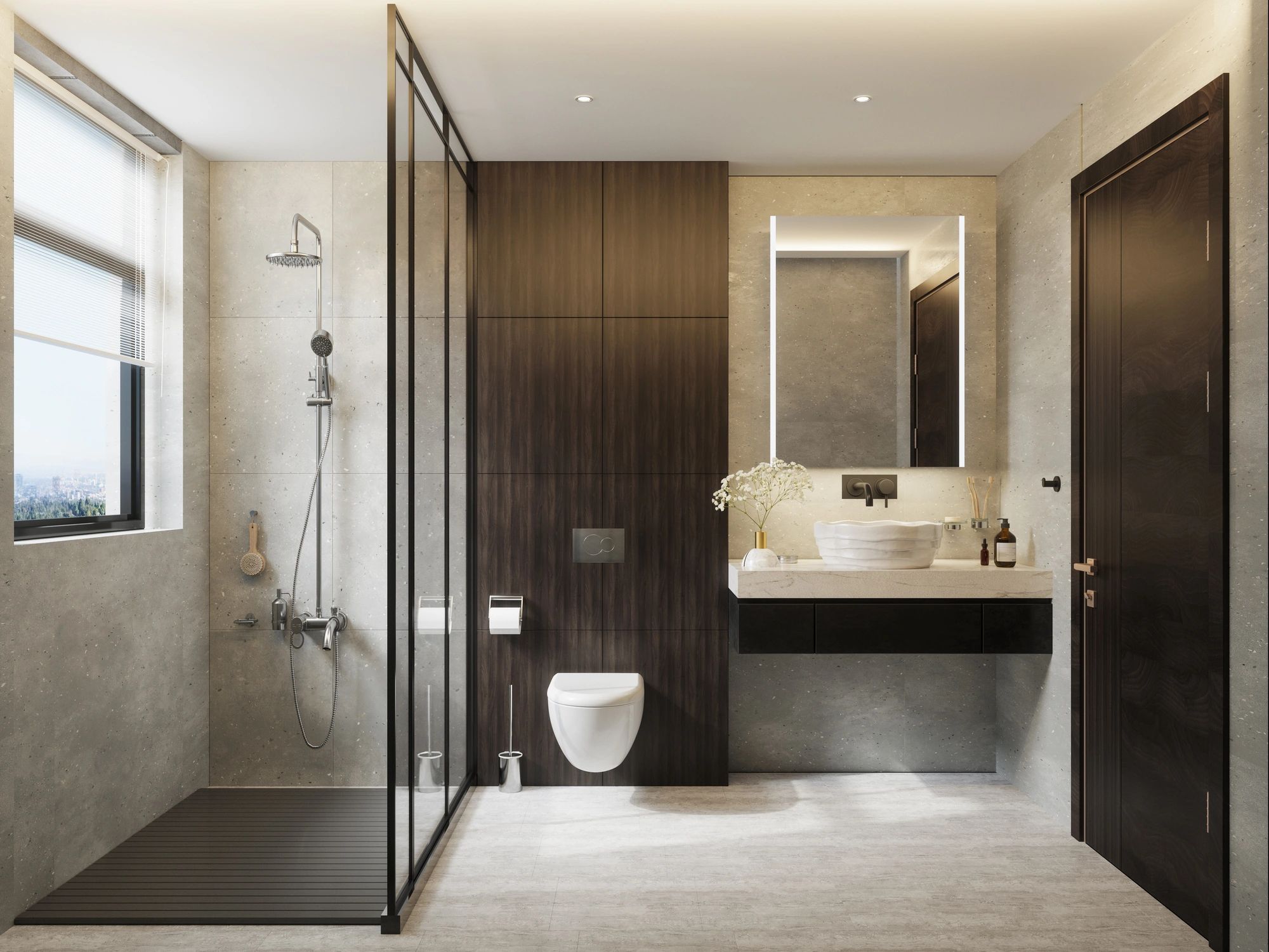 Luxury bathroom with walk-in shower